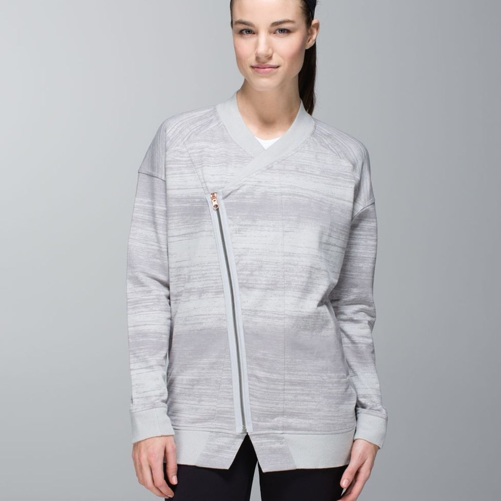 lululemon athletica Gray Asymmetrical Zip Jacket
